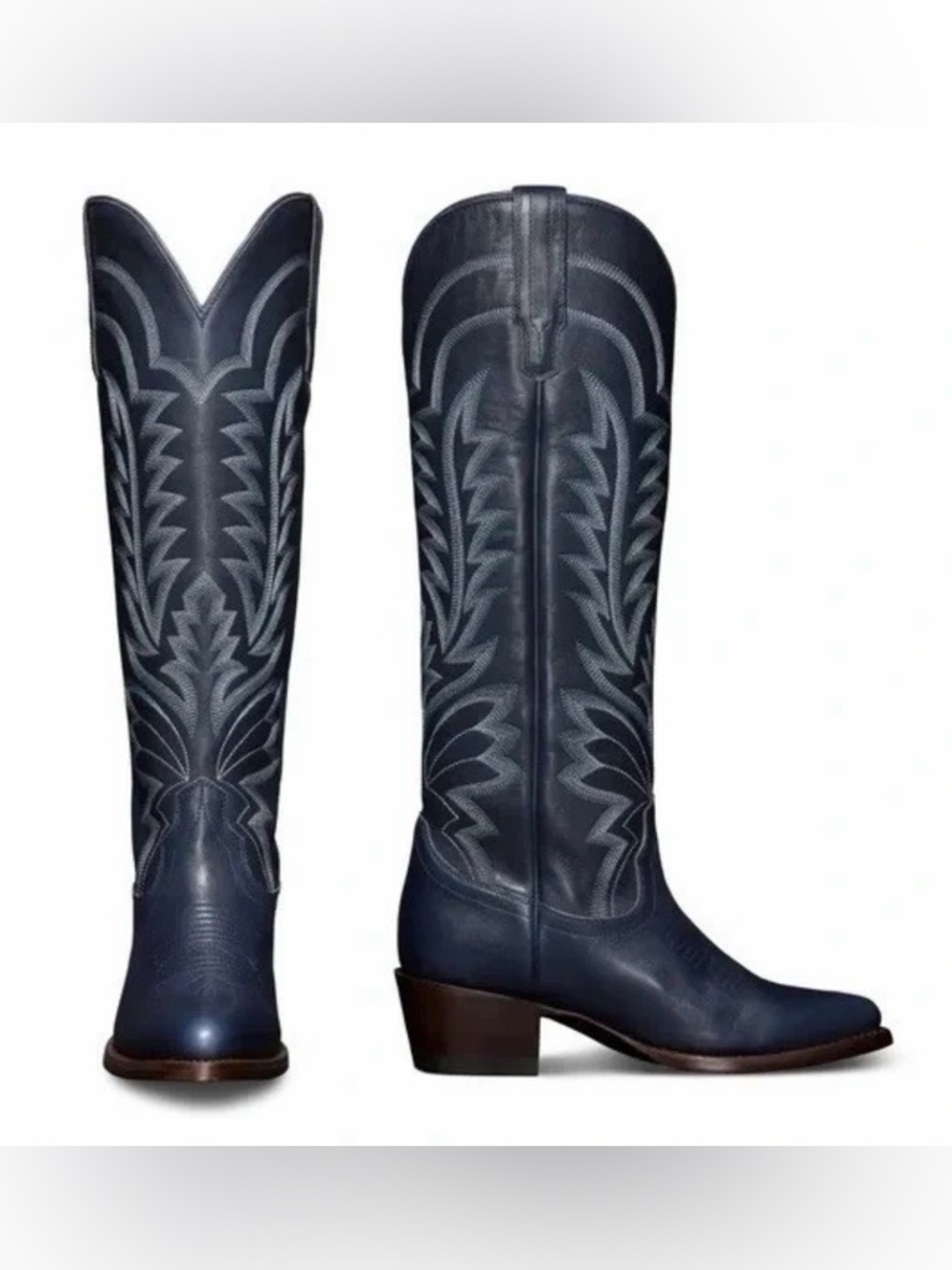 Like New Tecovas Abby Navy Bovine Cowboy Boots